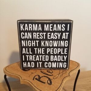 Block Box Sign with Karma Quote ~ Free Shipping! ☆